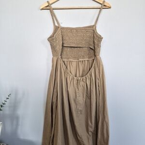 Womans Tan Dress With Keyhole Back